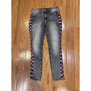 Driftwood Jackie High-Rise Ankle Jeans Size 27 Festival Aztec Embroidered